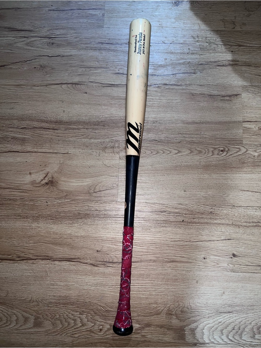 Marucci Men's Natural/Black Wood Baseball Bat with Red Grip